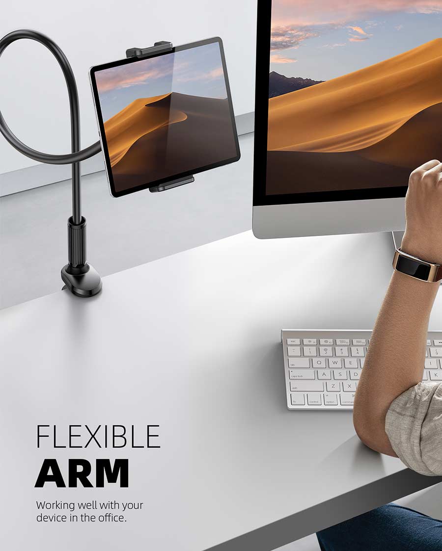 Lamicall Gooseneck Tablet Mount Holder for Bed - Flexible Tablet Arm Clamp - Image 2
