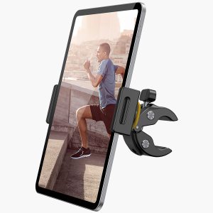 Lamicall Tablet Holder Mount for Peloton - Indoor Bike Gym Treadmill Spin Tablet Stand for Microphone Stand. Stationary Exercise Bicycle