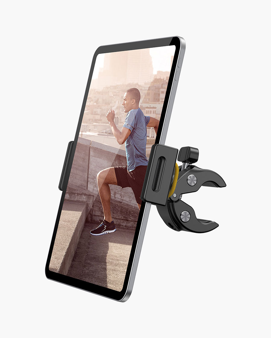 Lamicall Tablet Holder Mount for Peloton - Indoor Bike Gym Treadmill Spin Tablet Stand for Microphone Stand. Stationary Exercise Bicycle