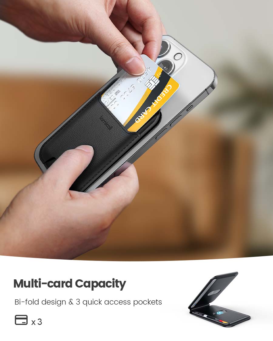Lamicall Magsafe Wallet. Phone Card Stand - Vegan Leather 3 Card Adjustable Holder - Image 3