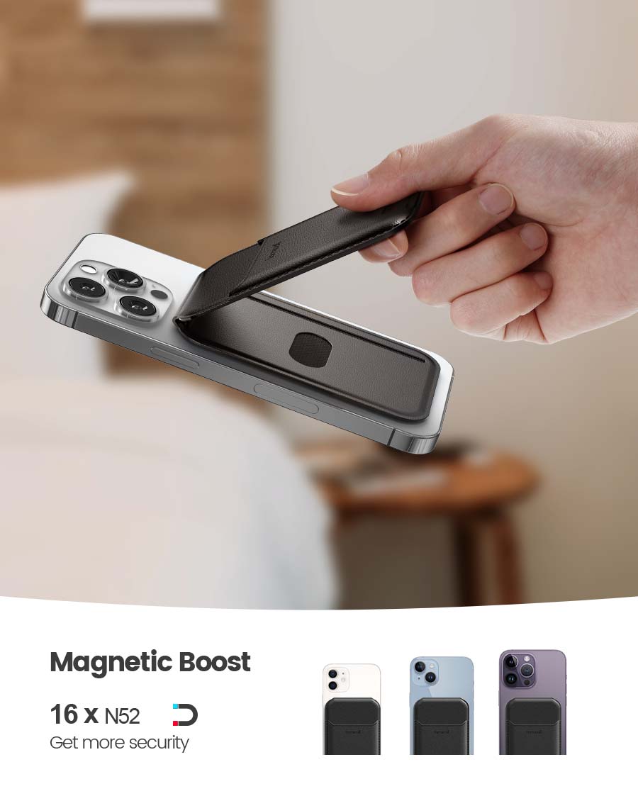 Lamicall Magsafe Wallet. Phone Card Stand - Vegan Leather 3 Card Adjustable Holder - Image 7