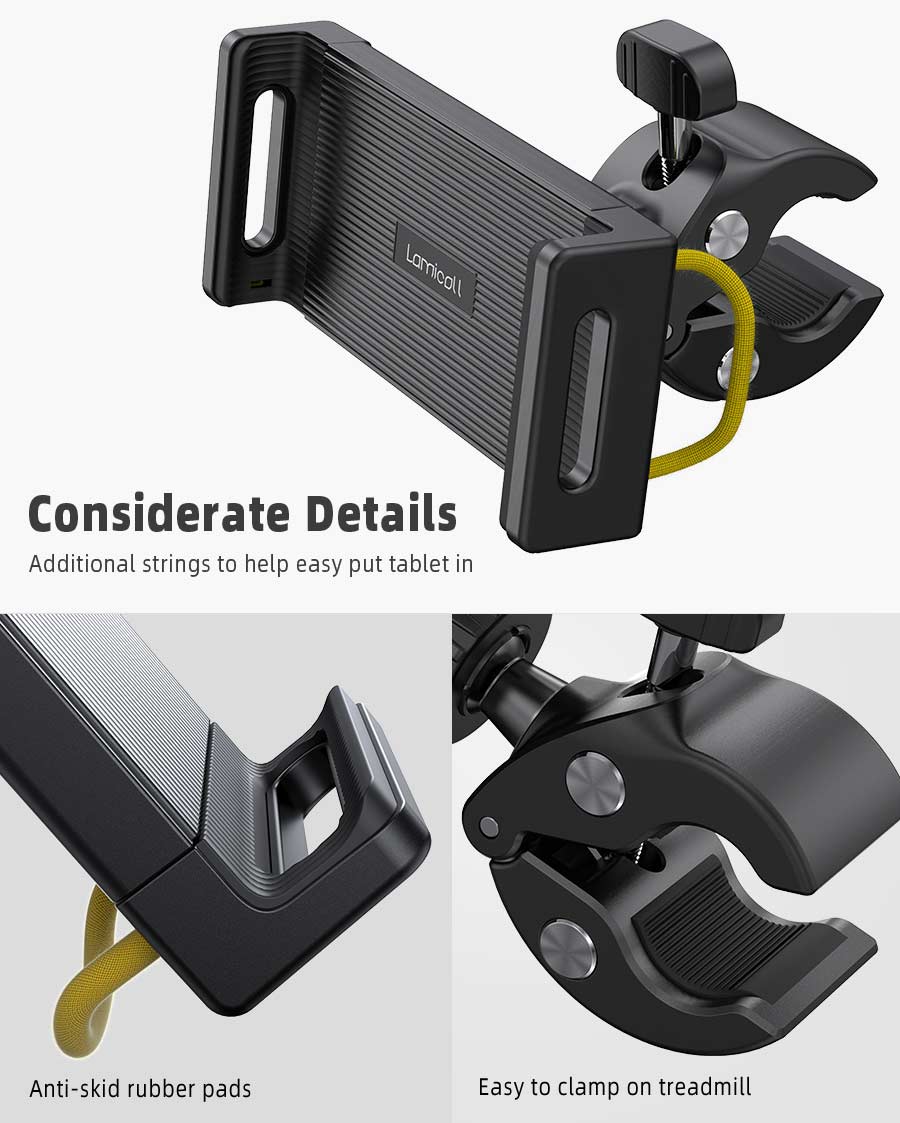 Lamicall Tablet Holder Mount for Peloton - Indoor Bike Gym Treadmill Spin Tablet Stand for Microphone Stand. Stationary Exercise Bicycle - Image 6