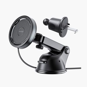 Wireless Car Charger Mount Kit with MagSafe. 3-in-1 Cell Holder Air Vent Dashboard Mount Windshield with 15M USB-C Charger [Up to 15W Charging Speed]