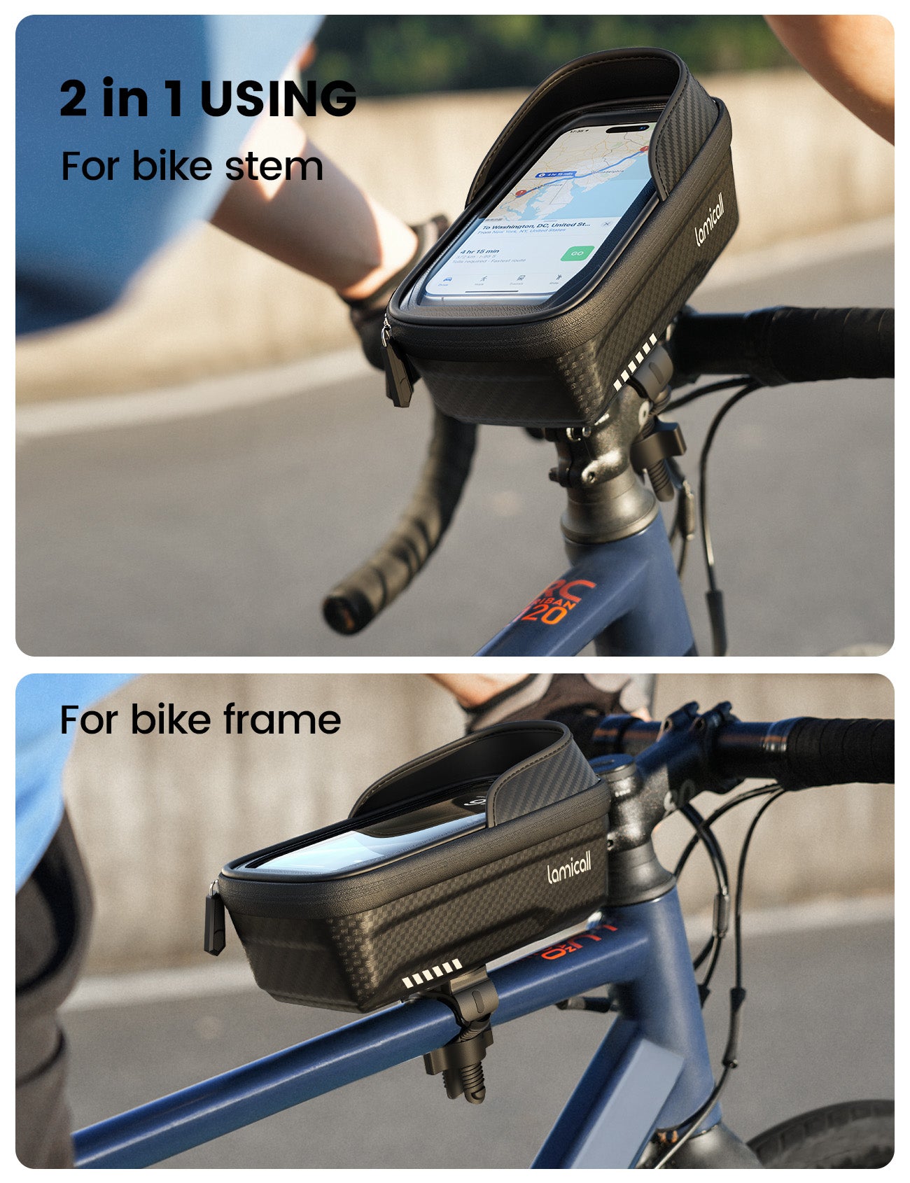 Lamicall Bike Frame Bag Waterproof Bike Phone Mount Holder - Image 3