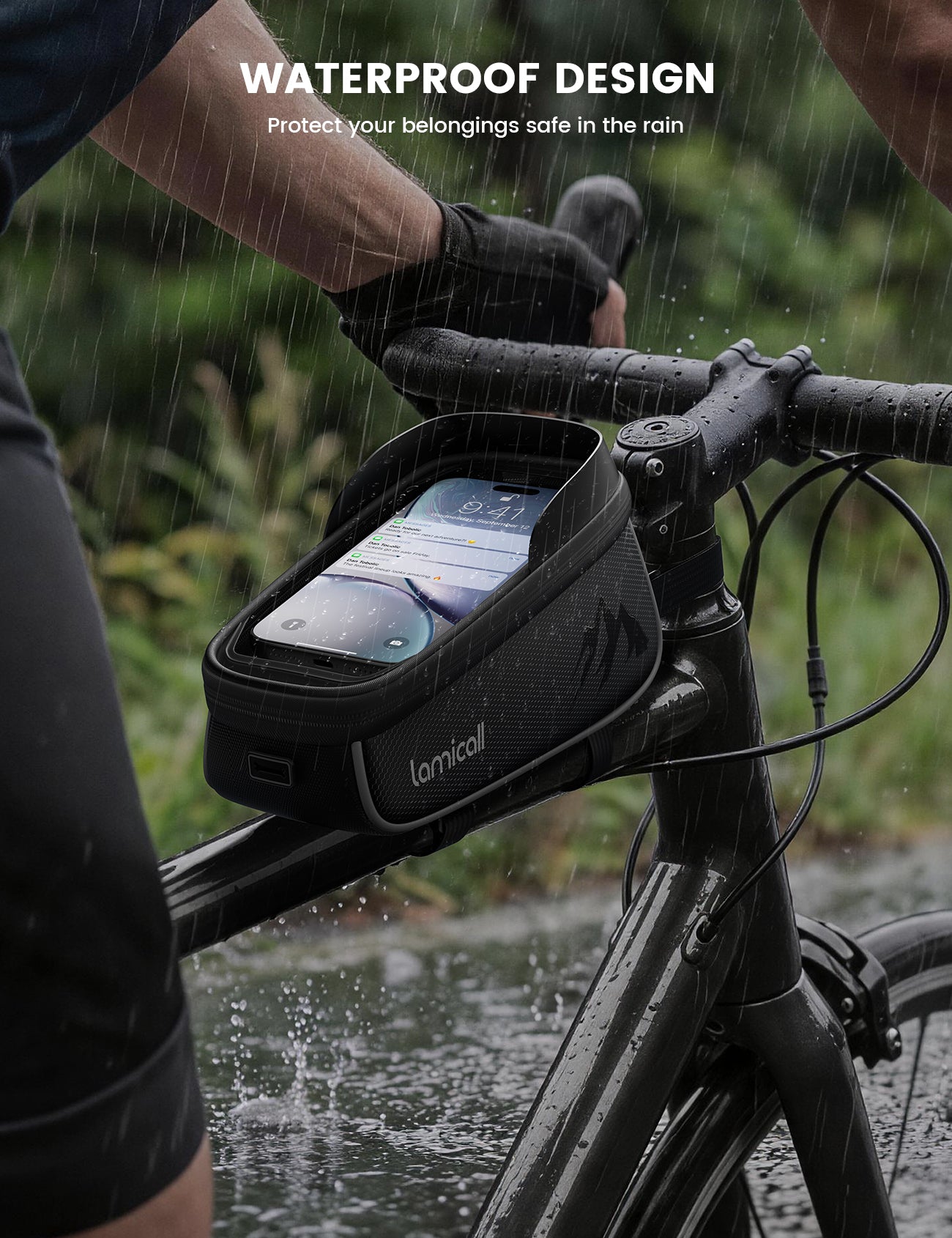 Lamicall Bike Frame Bag Waterproof Bike Phone Bag 1.6L - Image 2
