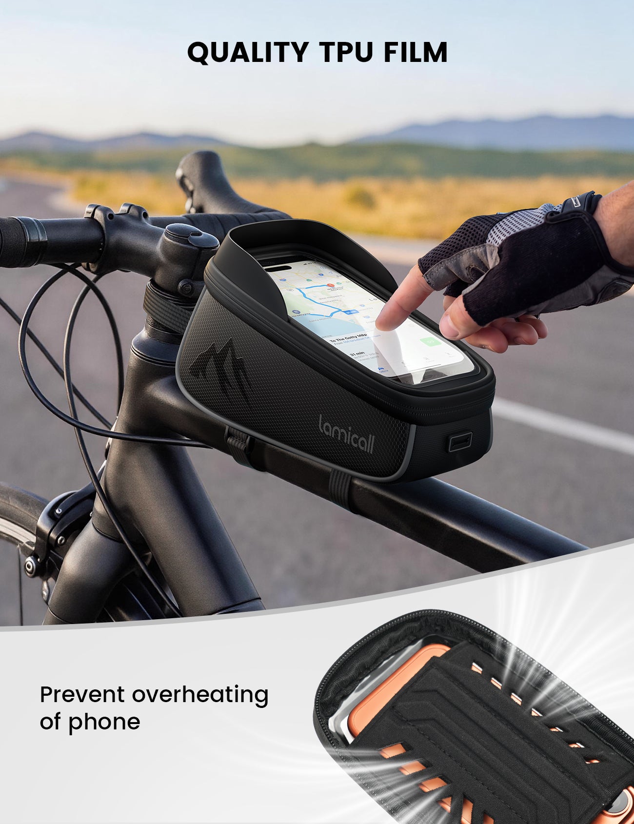 Lamicall Bike Frame Bag Waterproof Bike Phone Bag 1.6L - Image 3