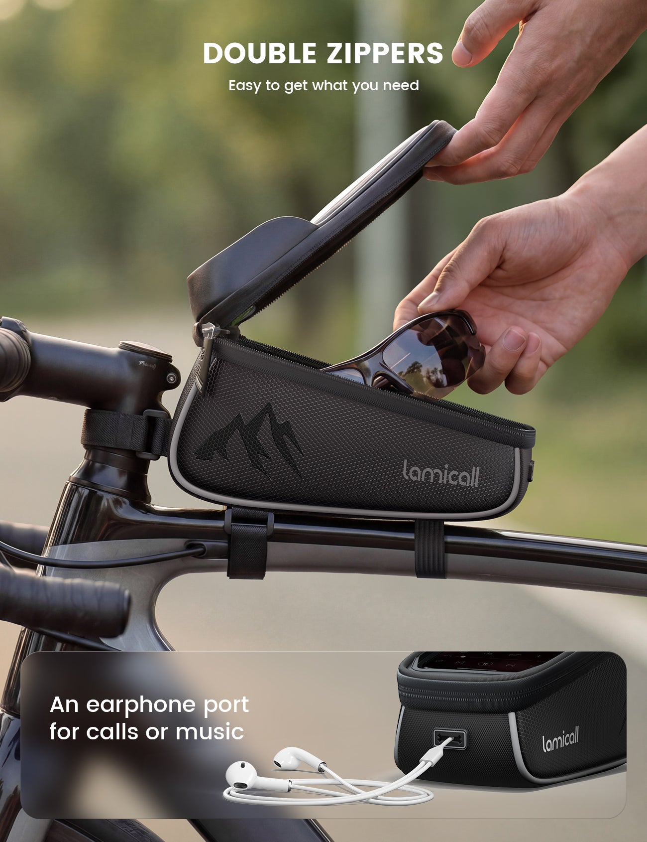 Lamicall Bike Frame Bag Waterproof Bike Phone Bag 1.6L - Image 5
