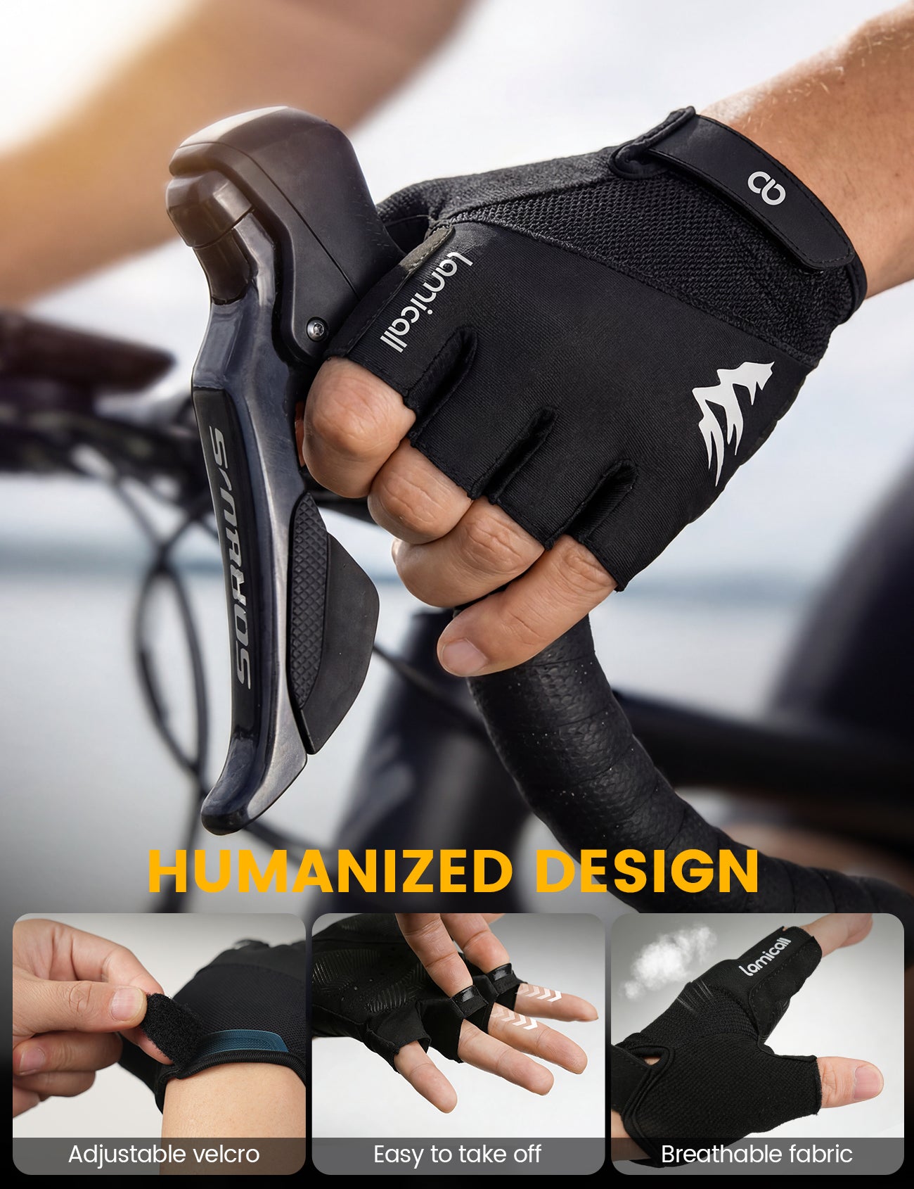 Lamicall Bike Gloves Anti-Slip Shock-Absorbing Pad Workout Gloves Cycling - Image 3