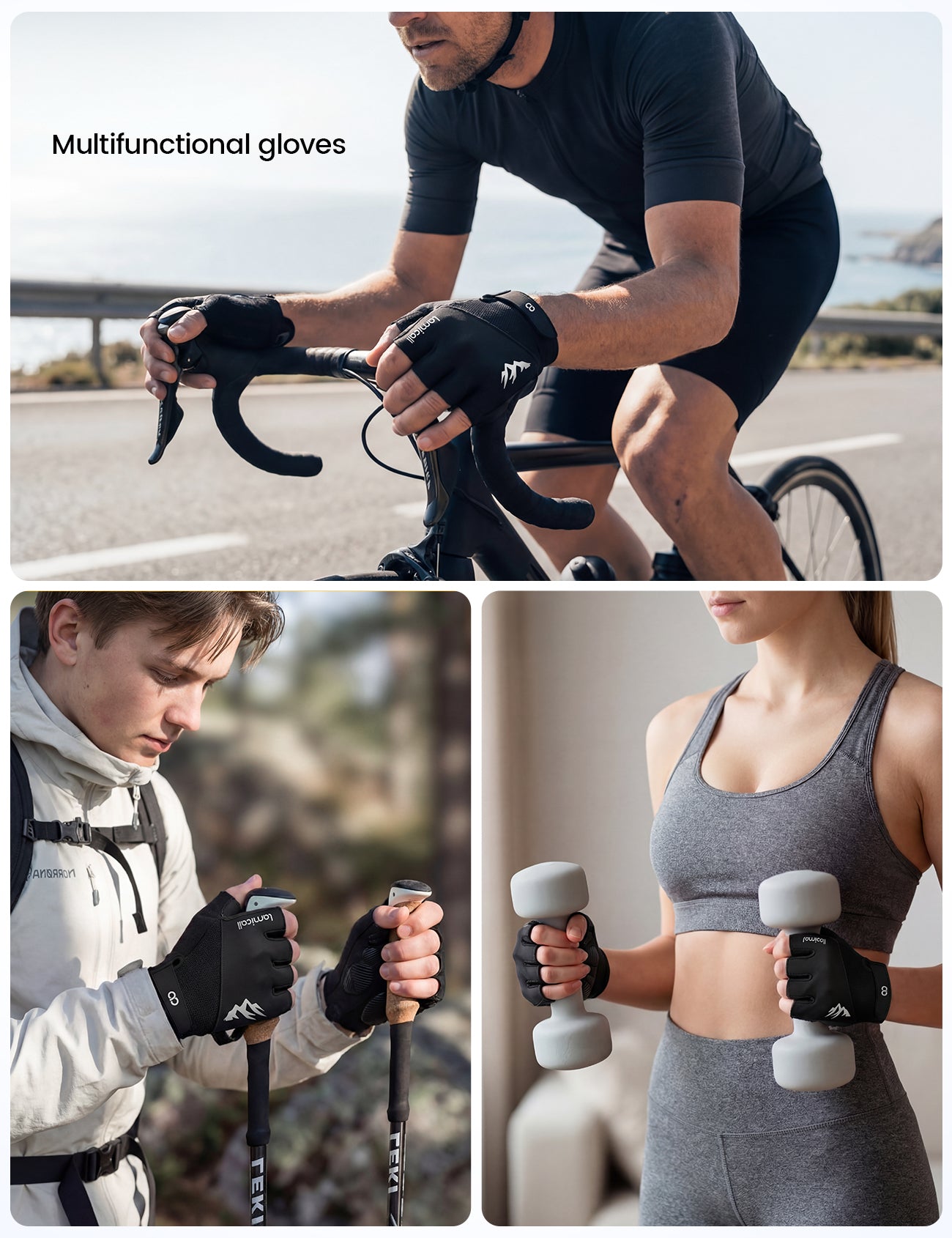 Lamicall Bike Gloves Anti-Slip Shock-Absorbing Pad Workout Gloves Cycling - Image 10