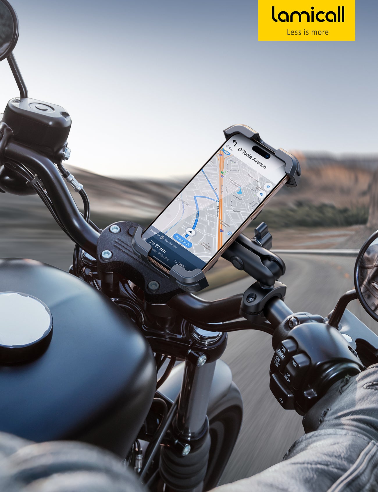 Motorcycle Phone Mount - Metal Adjustment Arm & Dual Vibration Dampener & Anti Shake Motorcycle Cell Phone Holder for iPhone and More 4.7-6.7 Phones Lamicall - Image 8