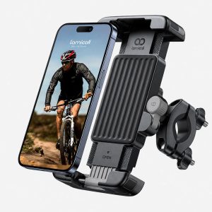 Lamicall Bike Motorcycle Phone Mount - [1s Quick Lock] Bike Cell Phone Holder Clip. Bicycle Scooter Handlebar Clamp. for iPhone 17 16 15 Pro Max. Galaxy S25 S24 Ultra 6''-7'' phones