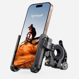 Lamicall Motorcycle Bike Phone Mount [No Block Camera] [1s Lock] Bike Holder Clamp Scooter Handlebar Clip. for iPhone 17 16 15 14 Pro Max. Galaxy S26 S25 S24 Ultra. 4.7-7.2 Phones
