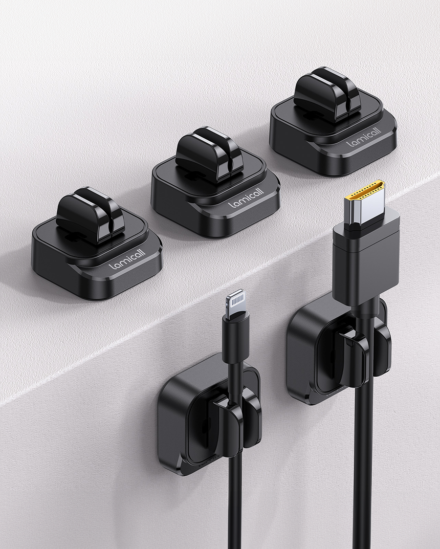 Lamicall Cable Spring Holder Clips. Adjustable Cord Clip Organizer for Desk - Wire Cord Holder Organizer Management