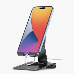 Lamicall 2026 Upgrade Super Stable Cell Phone Stand for Desk - Foldable Portable Aluminum Desktop Phone Holder Cradle Dock
