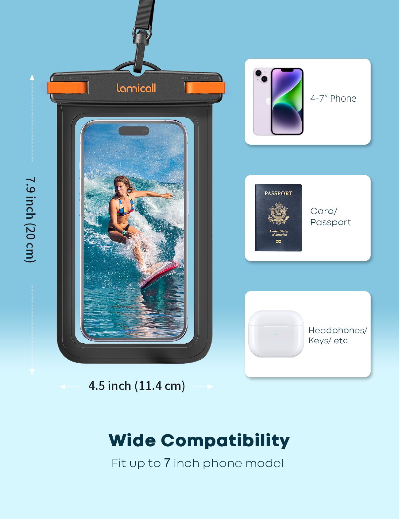 Lamicall Large Size Waterproof Phone Pouch Case for Galaxy Ultra iPhone Pro Max - Image 6