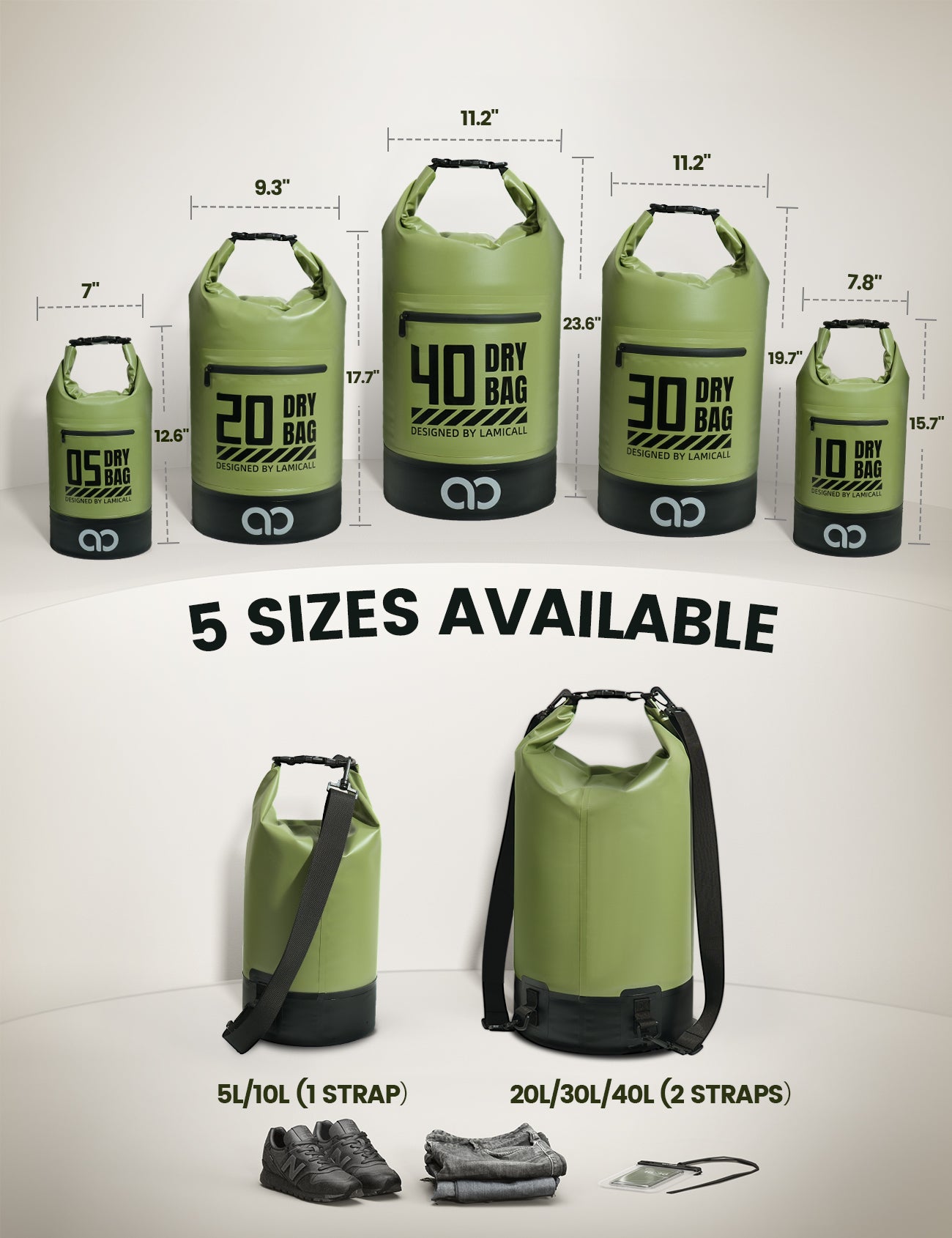 Lamicall Waterproof Dry Bag with Phone Pouch for Kayaking Boating Beach Camping Fishing - Image 5