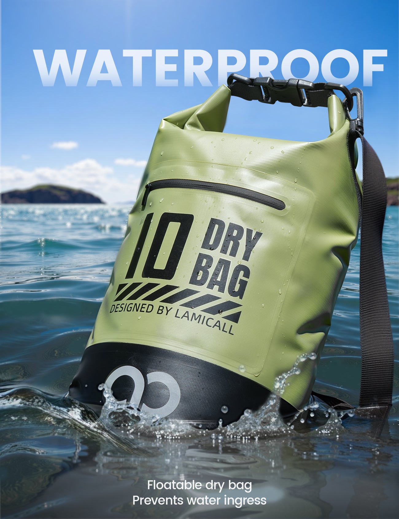 Lamicall Waterproof Dry Bag with Phone Pouch for Kayaking Boating Beach Camping Fishing - Image 7