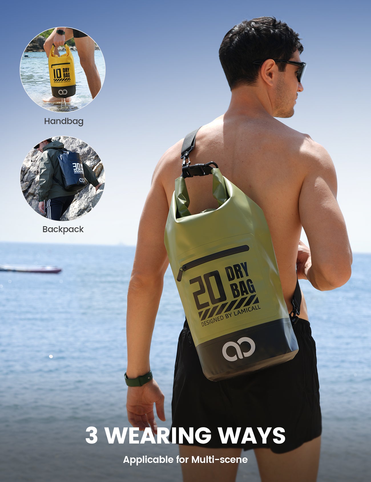 Lamicall Waterproof Dry Bag with Phone Pouch for Kayaking Boating Beach Camping Fishing - Image 12