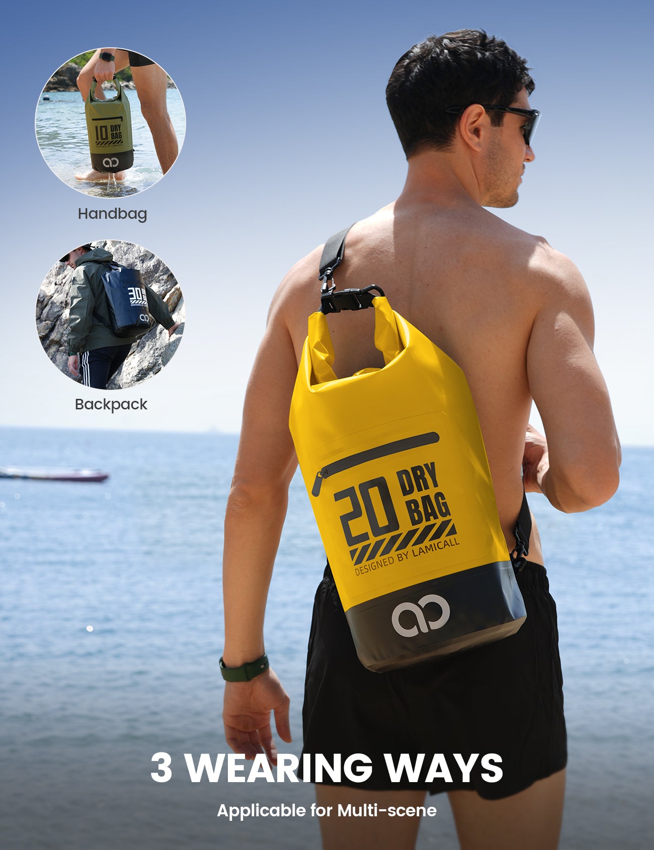 Lamicall Waterproof Dry Bag with Phone Pouch for Kayaking Boating Beach Camping Fishing - Image 13