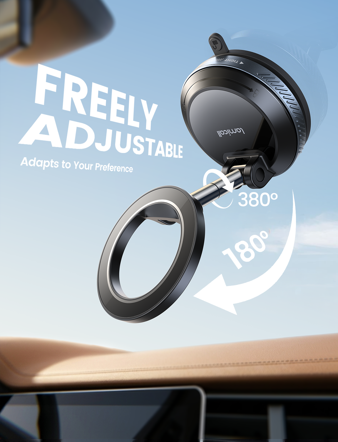 Lamicall Car Phone Holder for Magsafe Upgraded Nano Gel Vacuum Suction 360?? - Image 5