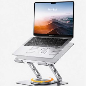 Foldable Aluminum Laptop Stand for Desk: Adjustable & 360 RotatingErgonomic Laptop Riser  for MacBook. Dell. HP