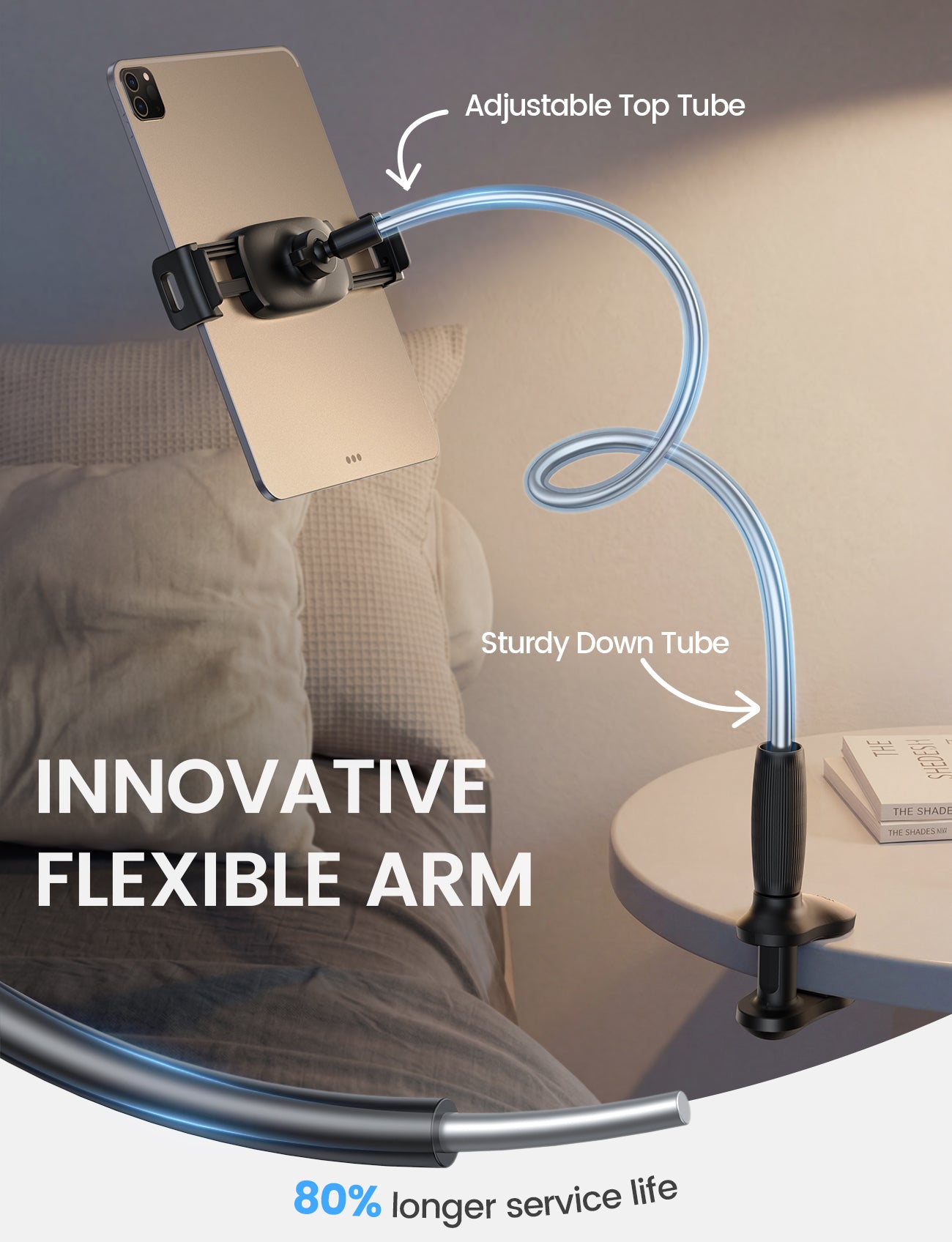 Lamicall Gooseneck Tablet Holder Unique Tapered Flexible Arm Up to 13 inches - Image 2