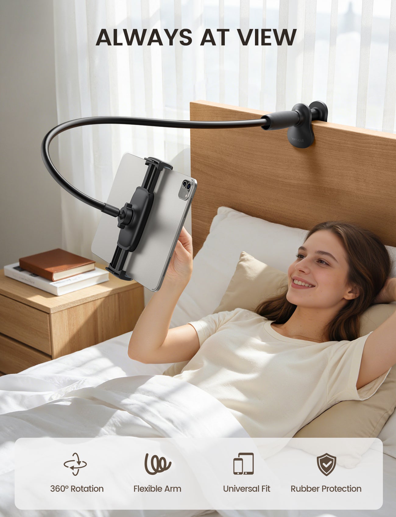 Lamicall Gooseneck Tablet Holder Unique Tapered Flexible Arm Up to 13 inches - Image 3