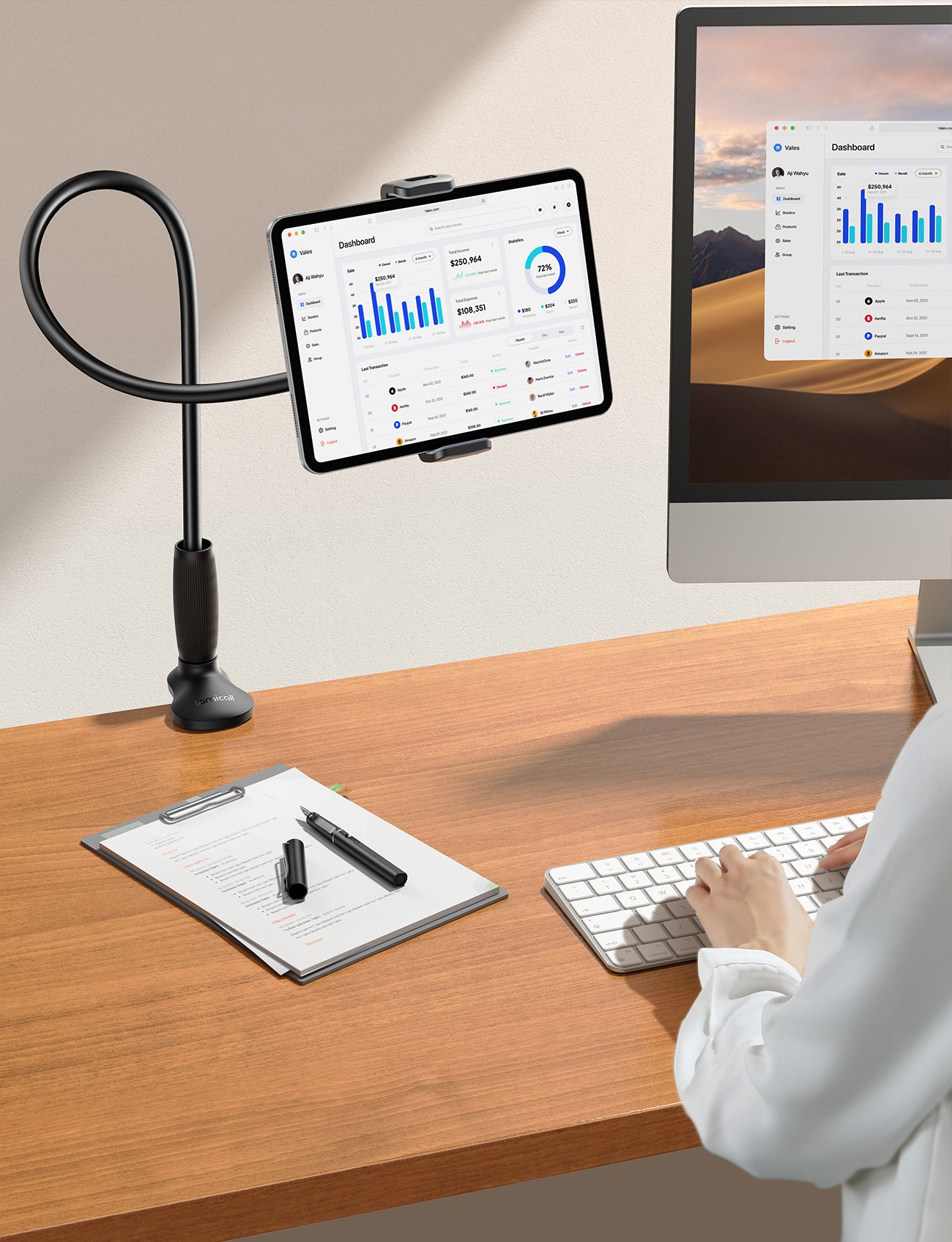 Lamicall Gooseneck Tablet Holder Unique Tapered Flexible Arm Up to 13 inches - Image 5