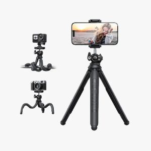 iPhone Tripod - 3 in 1 Tripod Stand for iPhone and Android Cell Phone. Portable Tripod Selfie Stick for Video Recording. Vlog