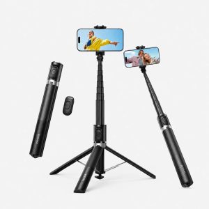 Lamicall 65 Phone Tripod & Selfie Stick Tripod with Remote Tap-to-Open